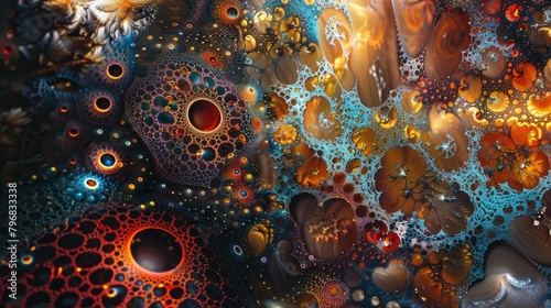 Abstract fractal kaleidoscopic visions, with shifting shapes and colors photo