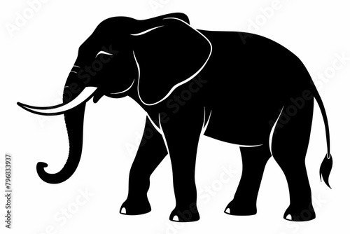 black elephant silhouette vector illustration on white background