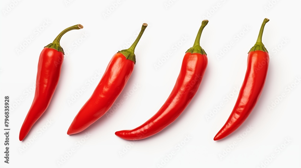Chili peppers set. A bunch of chili peppers, red and hot peppers. Isolated on a white background.