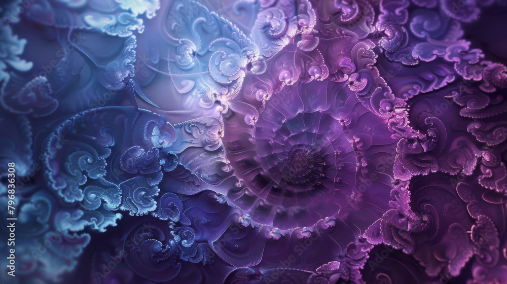Abstract digital fractal art with intricate purple patterns on a dark background Abstract digital fractal art with intricate purple patterns on a dark background