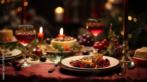 Christmas meal, served on the table with decoration christmas.