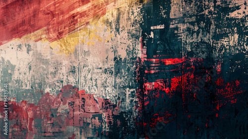 Abstract grunge textures in red and blue tones showcased in a vivid image