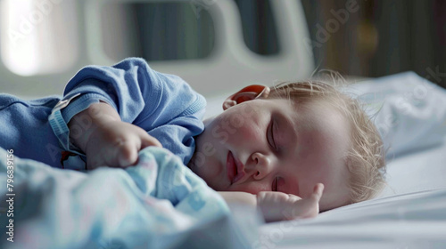 Newborn baby sleeping in hospital photo