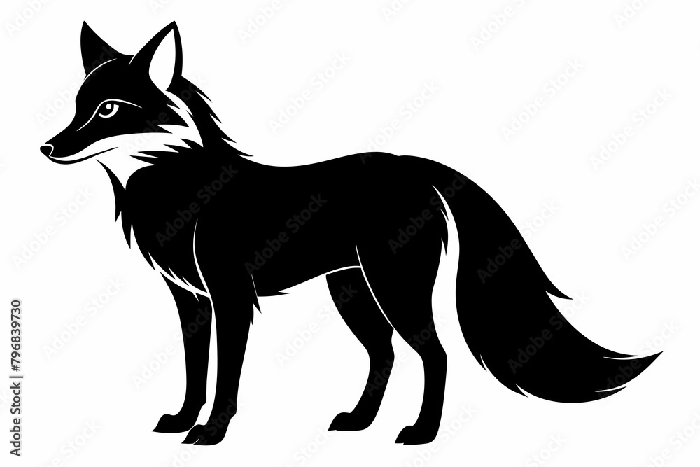 black fox silhouette vector illustration on white background black fox silhouette vector illustration on white background