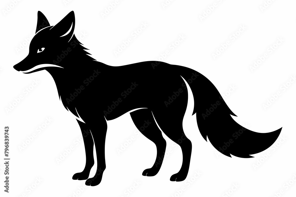 black fox silhouette vector illustration on white background black fox silhouette vector illustration on white background
