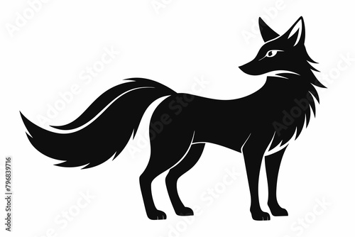 black fox silhouette vector illustration on white background © Maya