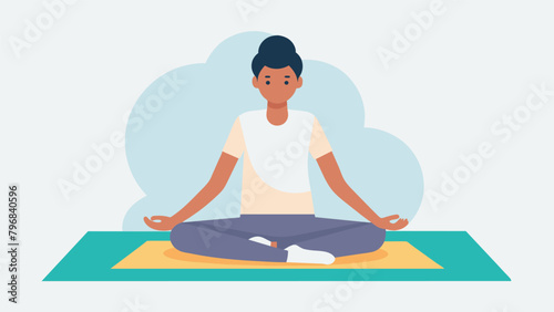 A person sitting crosslegged on a mat participating in a guided mindfulness session as a part of their martial arts training.