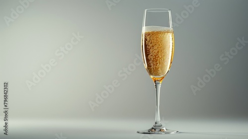 A glass of champagne is sitting on a table
