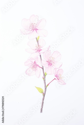 Bring the essence of spring to life with a photorealistic interpretation of a single pink cherry blossom  showcasing its vibrant hue and intricate stamen details Create a dynamic composition that pops