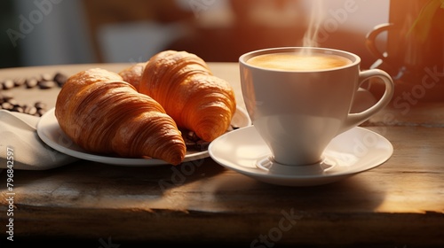 cup of coffee and croissant.