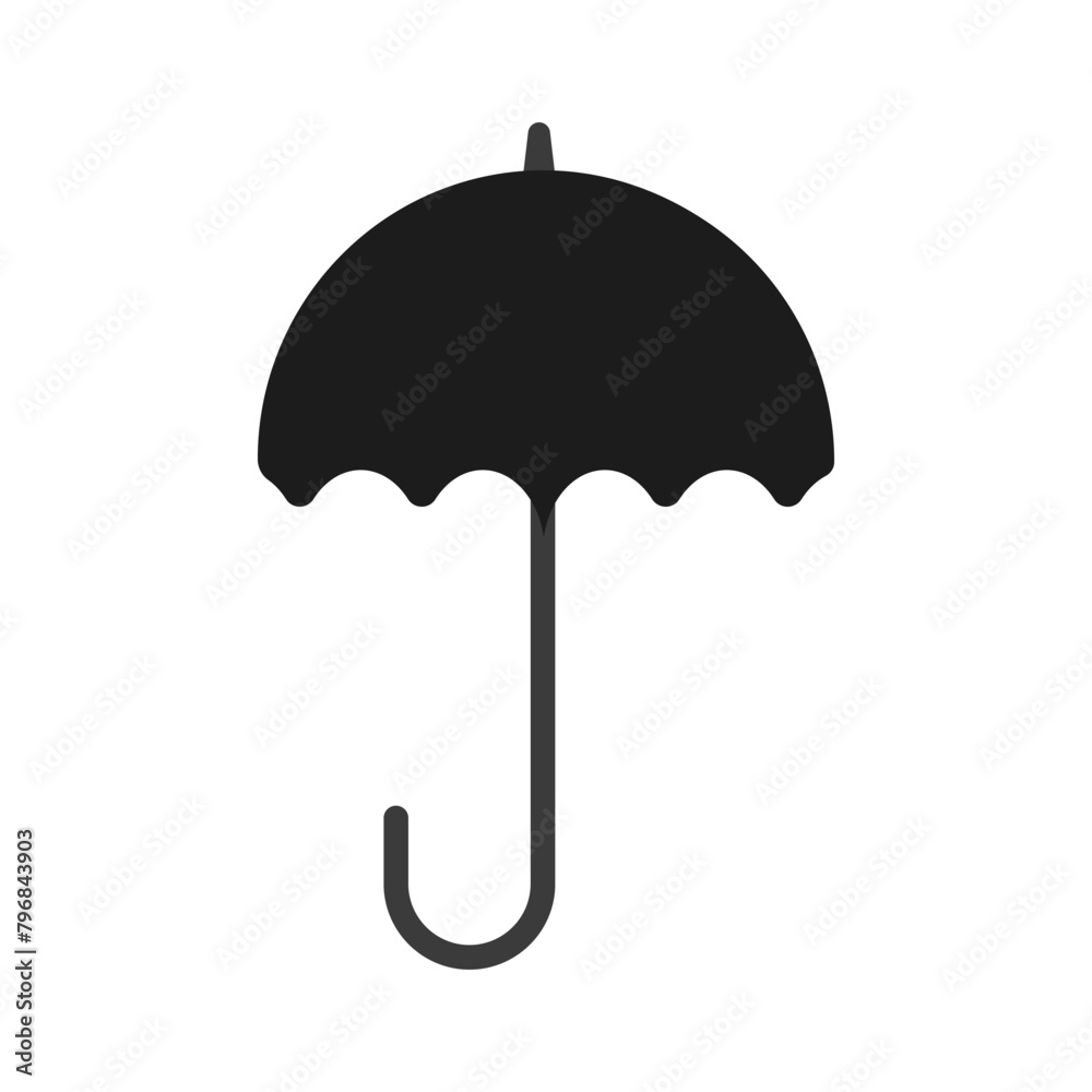 Cute black umbrella on a white isolated background.Vector illustration in flat style. Cute black umbrella on a white isolated background.Vector illustration in flat style.