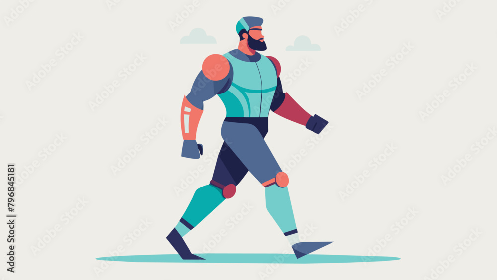 Obraz premium Dressed in compression gear a fighter takes a leisurely walk to promote circulation and alleviate postworkout soreness.