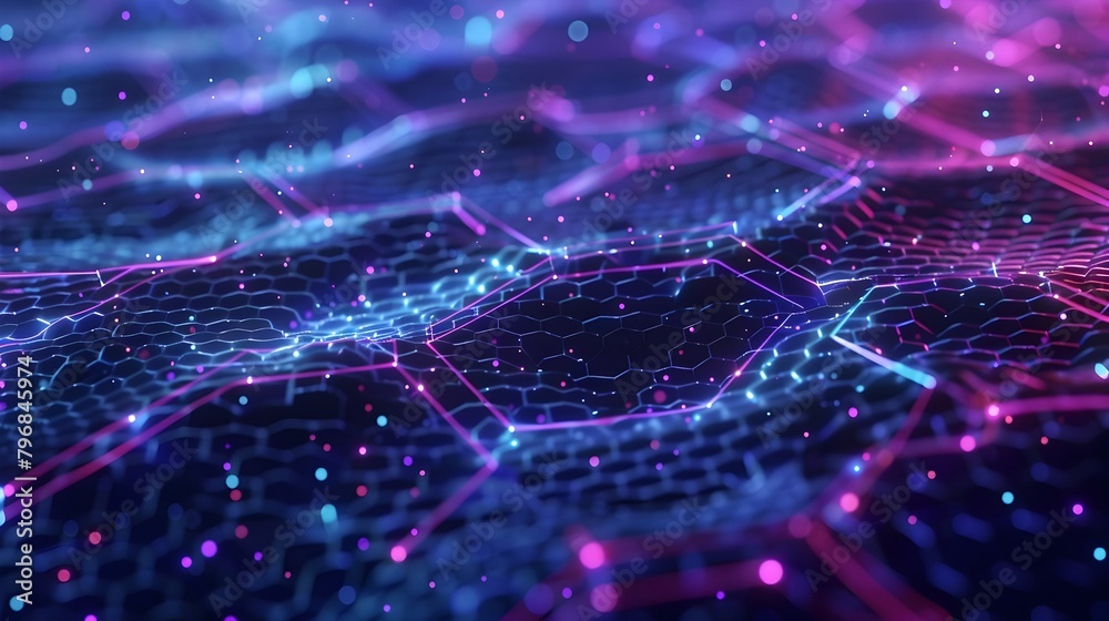 Intricate Blockchain Visualization with Flowing Digital Signatures and Interconnected Nodes in Shades of Blue and Purple Intricate Blockchain Visualization with Flowing Digital Signatures and Interconnected Nodes in Shades of Blue and Purple