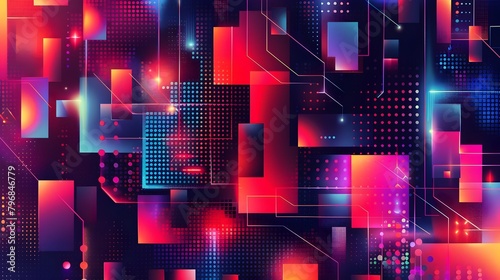 Vibrant Constructivist Inspired Blockchain Data Visualization in Dynamic Digital Landscape photo