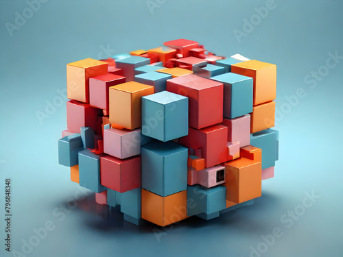 cubes isolated on white cube  3d  box  block  toy  color  colorful  Ai generated 