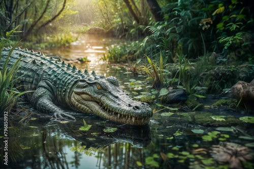 Ritratto di un alligatore nel suo habitat naturale © Benedetto Riba
