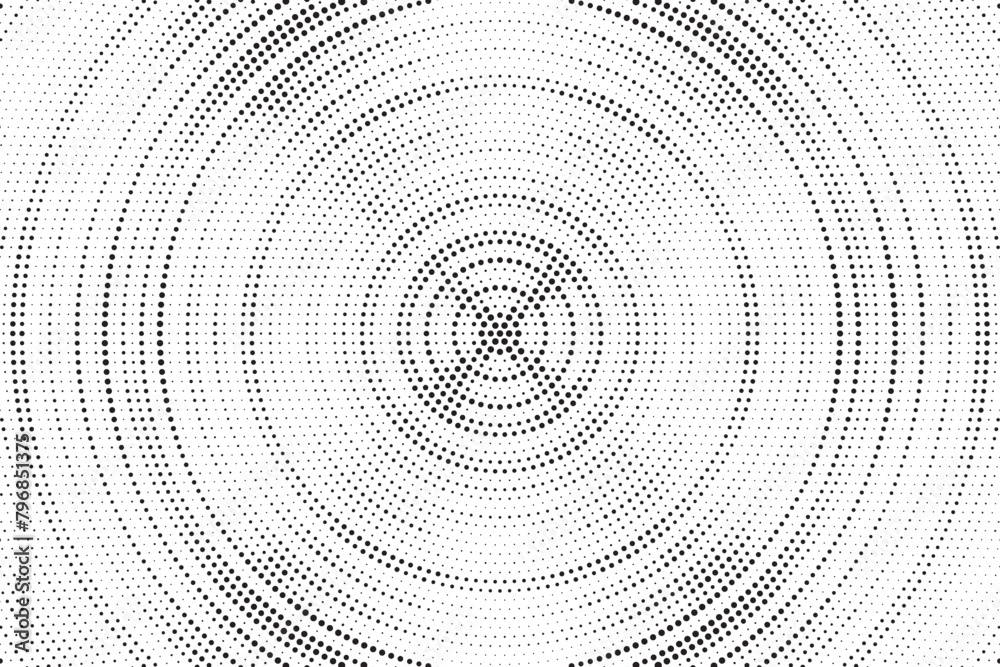 Dotted circular logo. circular concentric dots isolated on the white background. Halftone fabric design. Halftone circle dots texture. Vector design element for various purposes.	