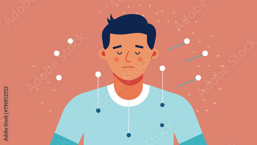 The gentle tapping of needles along the mans meridian points creates a sense of ease and comfort helping him to release any tension or blockages in.