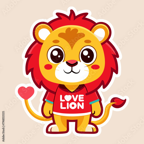 lion cartoon vector art illustration on white background