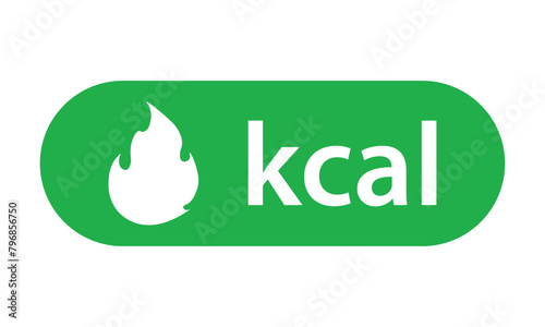 Energy fat burn kcal fire icon. Kilocalorie green logo vector weight fitness flame graphic icon illustration. kilocalorie symbolic emblem for food products cover designation, fat burning.	