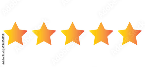 Five stars customer product rating review flat icon for apps and websites, vector. Five stars rating. photo