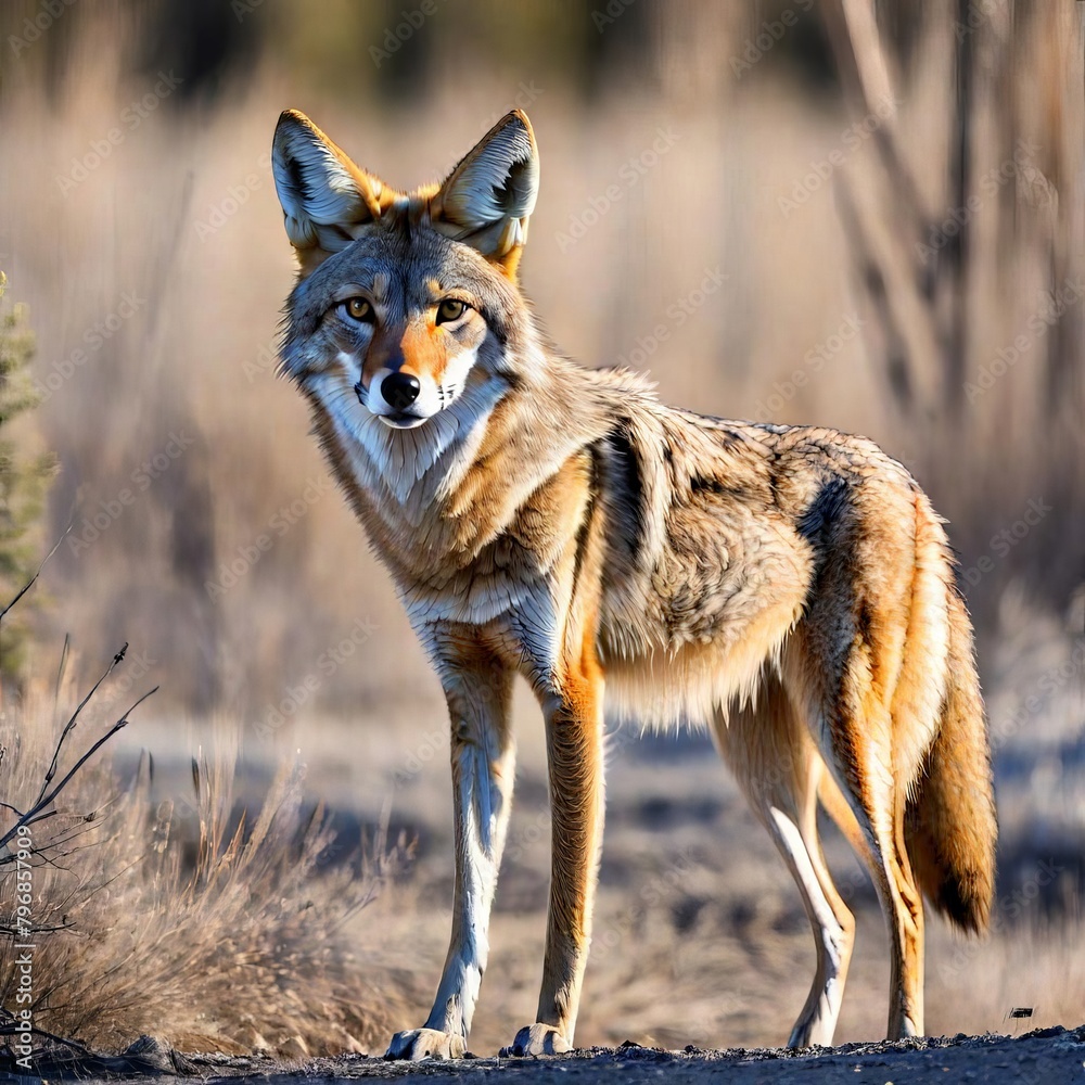 Portrait of a Coyote (Canis lupus). AI generated