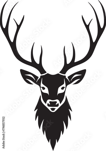 Deer Silhouette Isolated on White Background 