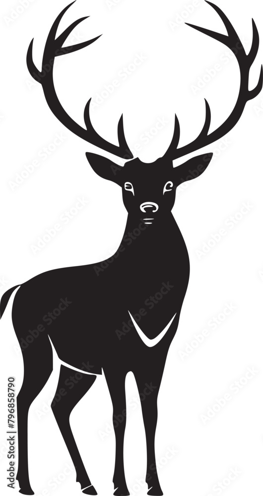 Fototapeta premium Deer Silhouette Isolated on White Background 