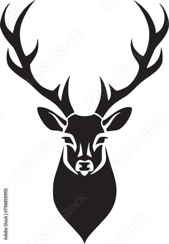 Deer Silhouette Isolated on White Background 