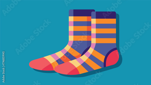 A pair of trendy socks knitted with selfstriping superwash wool making a statement peeking out of your boots..