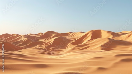 This is a beautiful landscape of a desert with endless sand dunes.