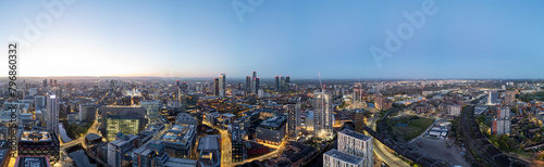 Expansive urban Manchester skyline at dusk with clouds © jmh-photography