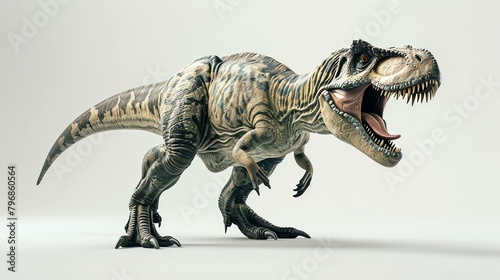 The fearsome Tyrannosaurus Rex stands tall and proud, its massive jaws open in a mighty roar. © Nijat