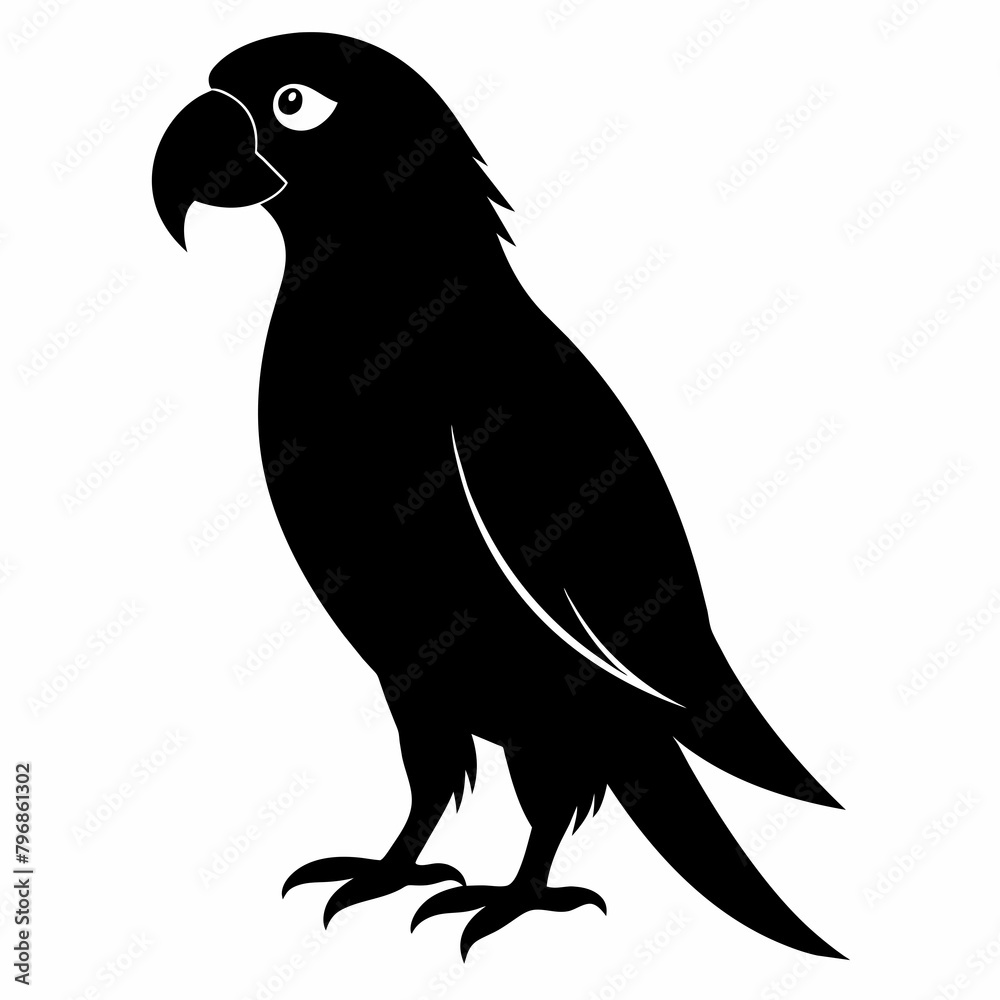 Fototapeta premium Parrot vector art illustration on white background, bird on a branch