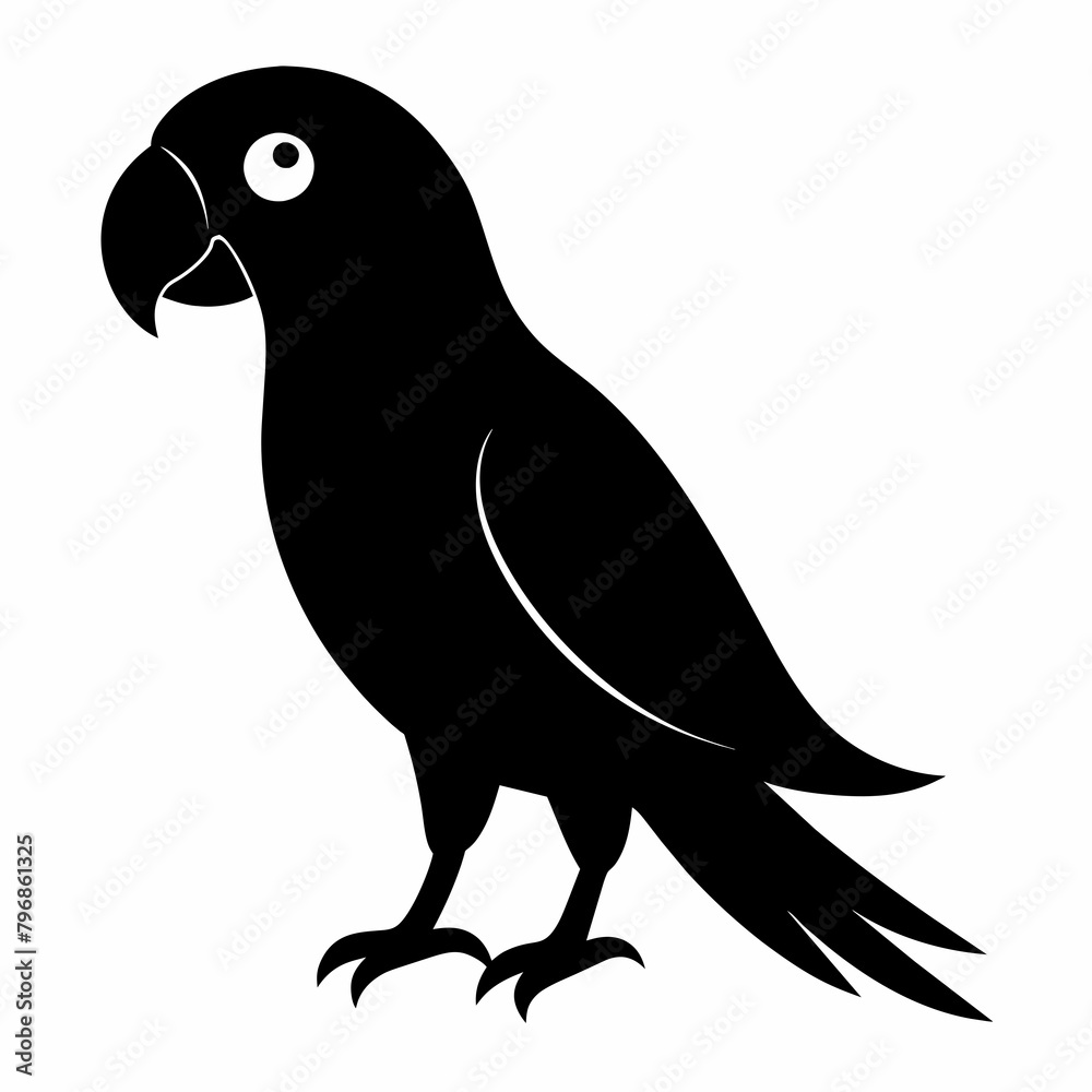 Parrot vector art illustration on white background, bird on a branch Parrot vector art illustration on white background, bird on a branch