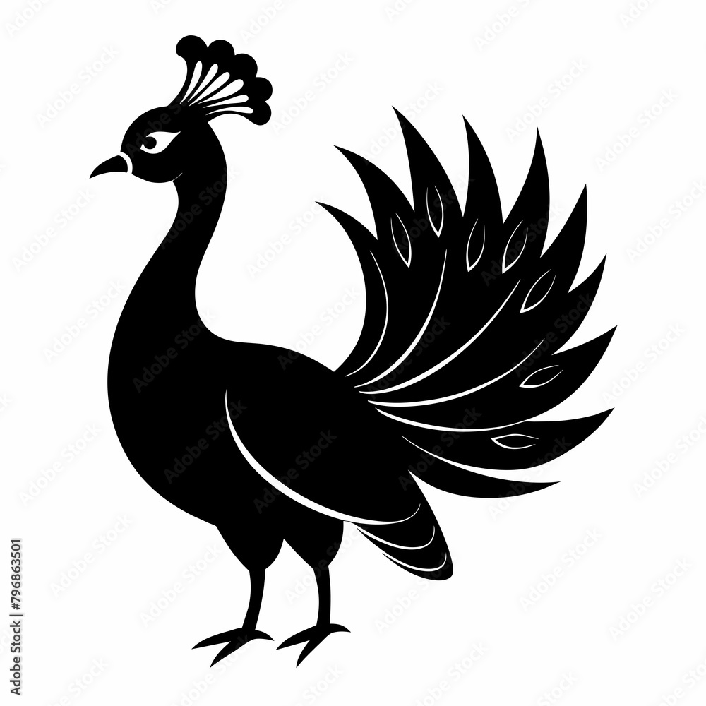Fototapeta premium peacock silhouette vector art illustration
