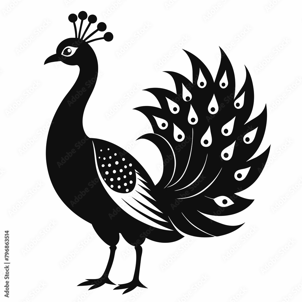 Fototapeta premium peacock silhouette vector art illustration