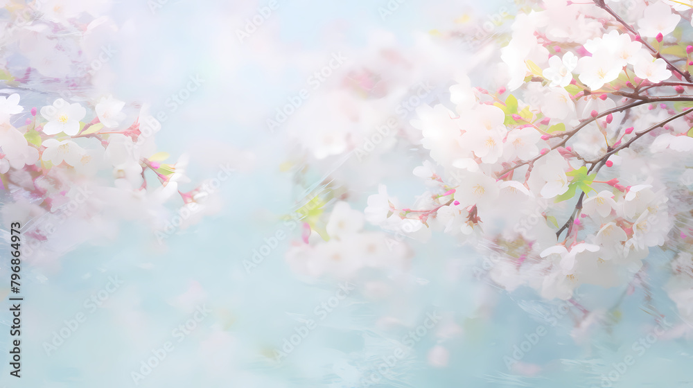 Light blue sky cherry blossom background