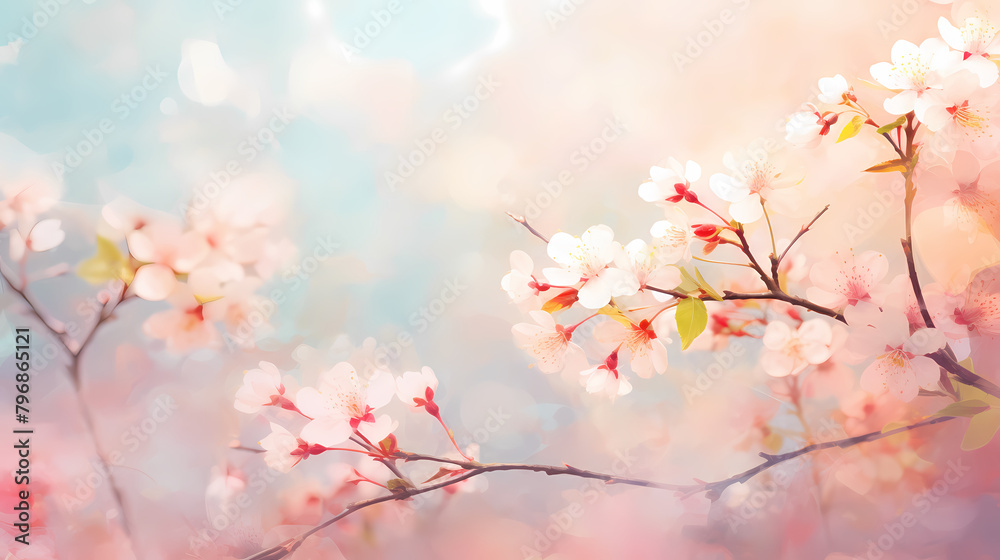 Light blue sky cherry blossom background Light blue sky cherry blossom background