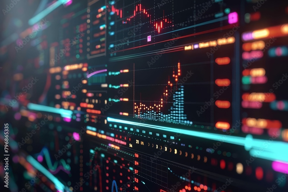 insightful stock market analysis with realtime data visualization and trading insights 3d illustration