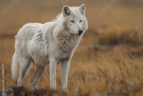 A lone Arctic wolf tracking caribou  its persistence a testament to its adaptation 