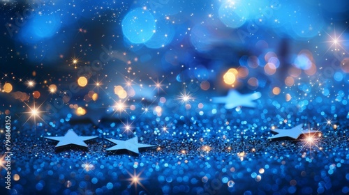 Blue christmas background with stars