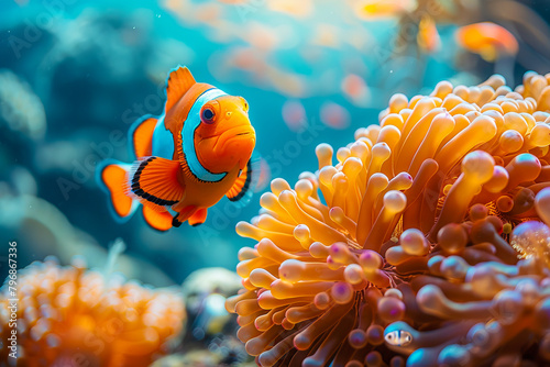 Vibrant clownfish amidst coral reef © João Macedo