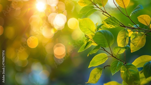 A branch with leaves with bokeh