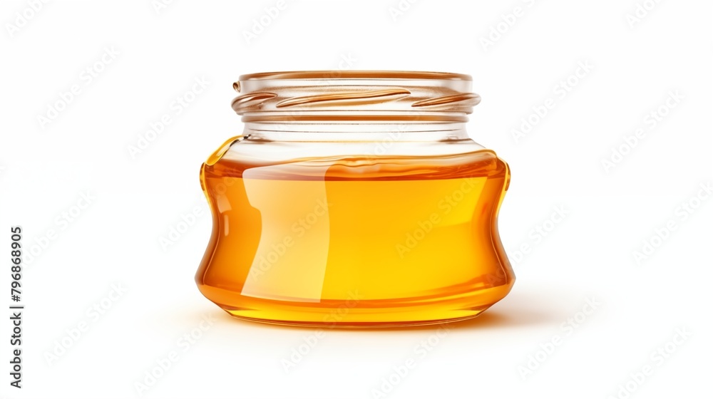 jar of honey isolated on white background.