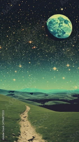 Cool wallpaper green hills planet space moon.