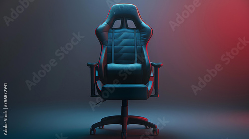 A sleek black gaming chair is the perfect centerpiece for any gaming setup. photo