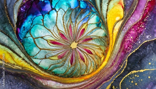 close up of colorful flower   Cosmic Convergence  Exploring Space Motifs Through Alcohol Ink Macro Photography 