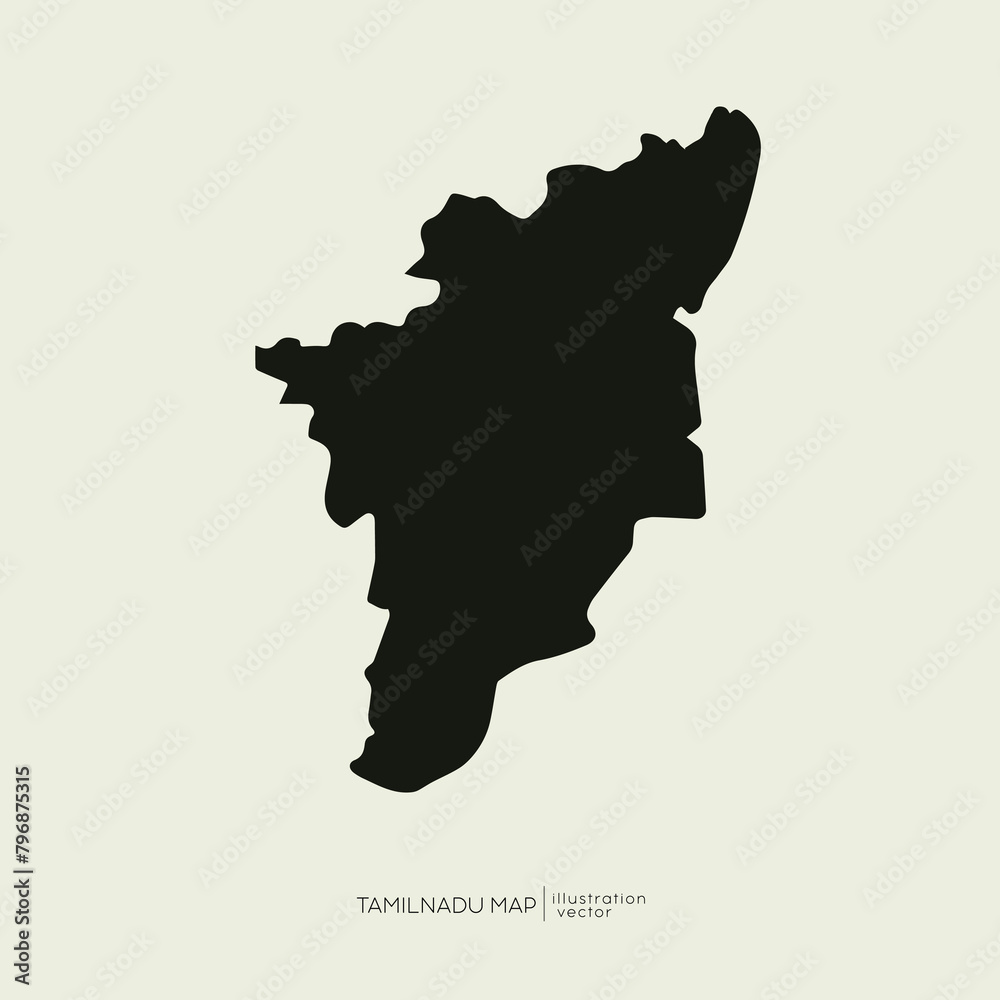 Tamil Nadu map. silhouette, illustrator vector. Tamil Nadu map. silhouette, illustrator vector.