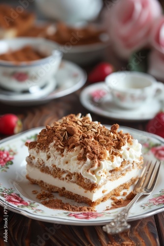 Oatmeal Creme Pie Tiramisu Cake Served on Plate